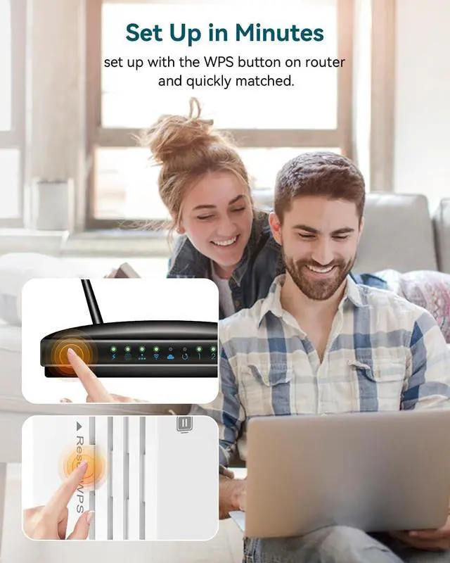 Alt view image 2 of 6 - WiFi Extender, WiFi Extender Signal Booster, WiFi Booster, Covers Up to 12880 Sq.ft and 105 Devices, Dual Band Wireless Repeater, WiFi Repeater, WiFi Extenders Signal Booster for Home