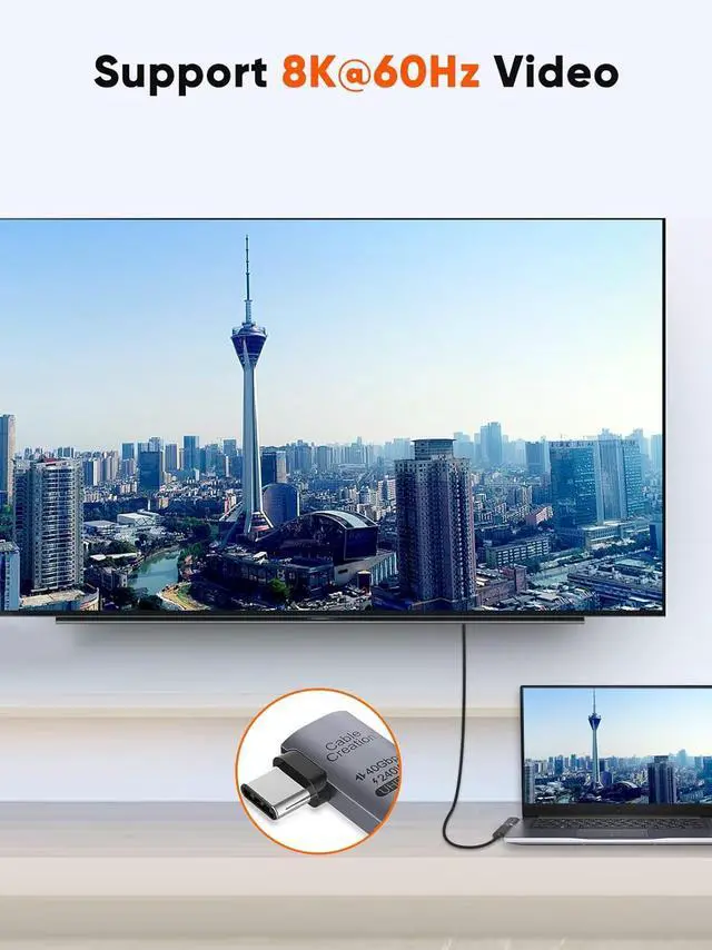 Alt view image 5 of 7 - CableCreation Right Angle USB C Adapter, USB C Male to Female 90 Degree Adapter 40Gbps 240W Compatible with Thunderbolt 4, USB 4, Notebook, PC, Tablet, Phone and More, Right Angle