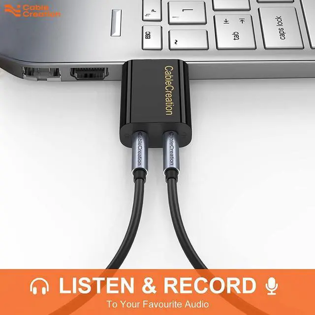 Alt view image 3 of 7 - USB Audio Adapter with 3.5mm Jack, CableCreation USB External Stereo Sound Card with 3.5mm Earphone and Microphone for PS4, PS5, Windows, Mac, Linux, Plug and Play, Black