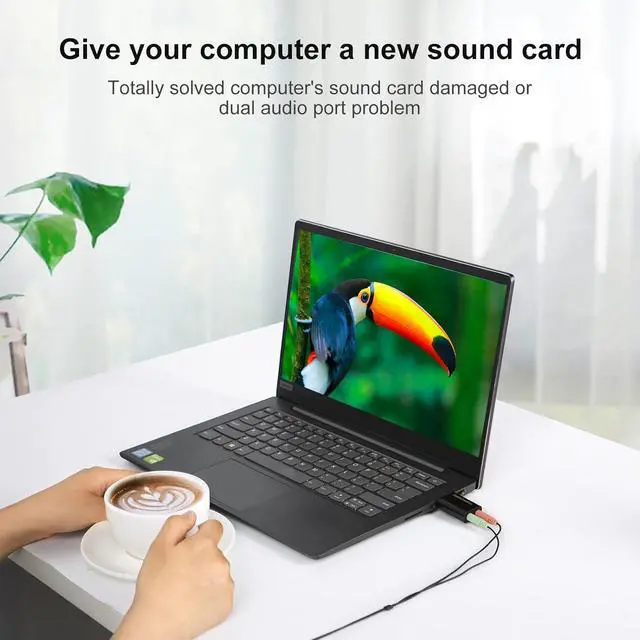 Alt view image 5 of 7 - USB Audio Adapter with 3.5mm Jack, CableCreation USB External Stereo Sound Card with 3.5mm Earphone and Microphone for PS4, PS5, Windows, Mac, Linux, Plug and Play, Black