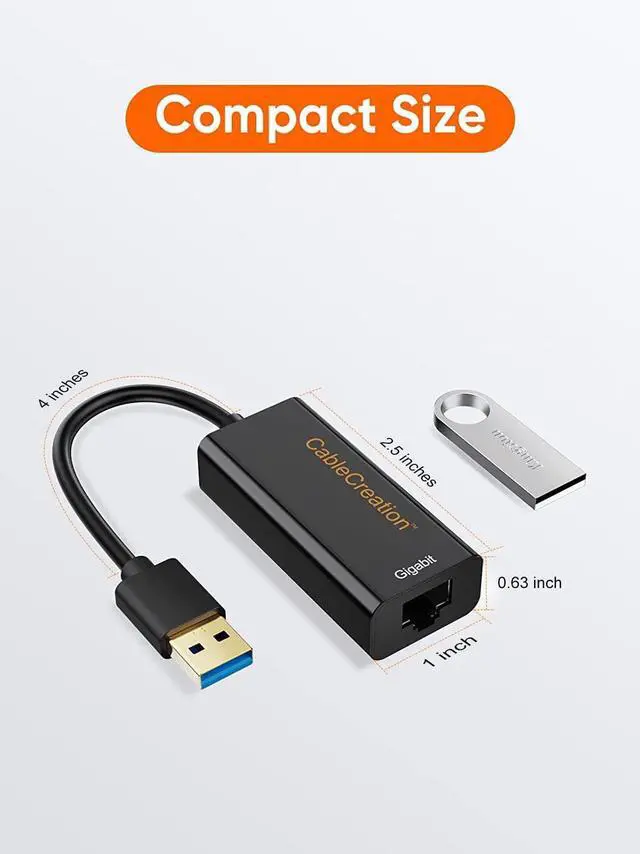 Alt view image 7 of 7 - USB to Ethernet Adapter, CableCreation USB 3.0 to 10/100/1000 Gigabit Wired LAN Network Adapter Compatible with Nintendo Switch, Windows, MacBook, macOS, Mac Pro Mini, Laptop, PC and More