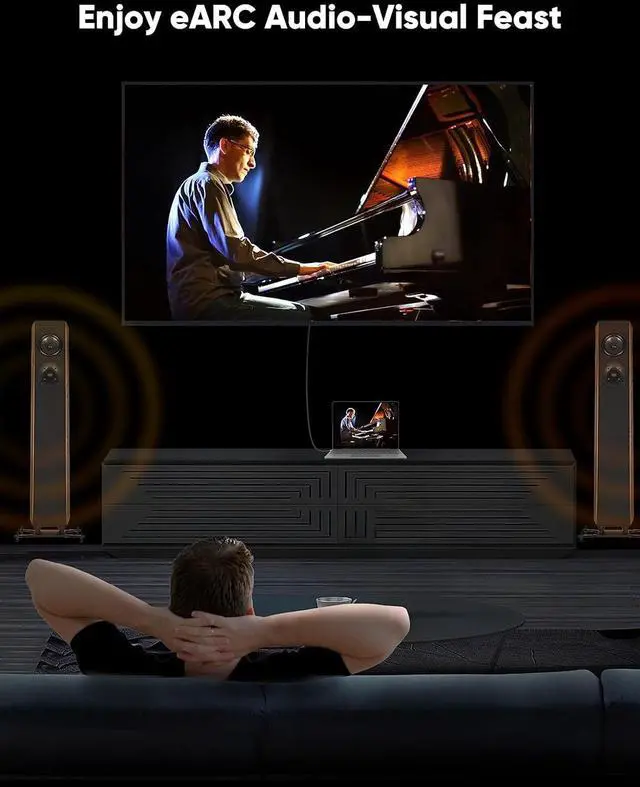 Alt view image 6 of 7 - CableCreation 8K HDMI Cable, HDMI for PS4 (48Gbps, 8K@60Hz) - 3.3 Feet, Xbox Series X HDMI Cable, eARC HDR HDCP 2.2 2.3