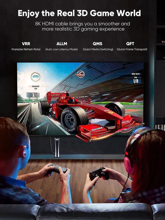 Alt view image 4 of 7 - CableCreation 8K HDMI Cable, HDMI for PS4 (48Gbps, 8K@60Hz) - 3.3 Feet, Xbox Series X HDMI Cable, eARC HDR HDCP 2.2 2.3