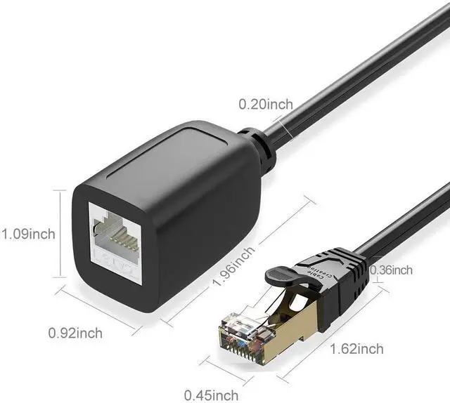 Alt view image 7 of 7 - CableCreation Cat 8 Ethernet Cable,Cat8 Extension Cable, Double Shielded Highly Speed 40Gbps 2000MHz FTP Patch Cord, UV Resistant LAN Cable,  Black 1m