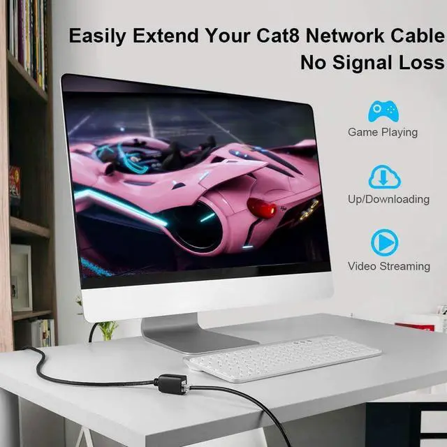 Alt view image 3 of 7 - CableCreation Cat 8 Ethernet Cable,Cat8 Extension Cable, Double Shielded Highly Speed 40Gbps 2000MHz FTP Patch Cord, UV Resistant LAN Cable,  Black 1m