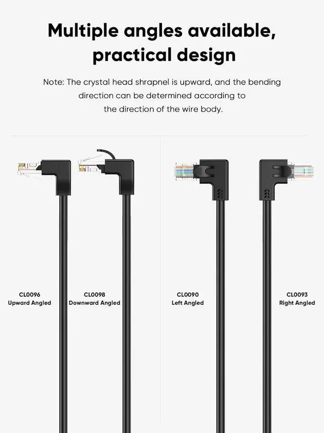 Alt view image 7 of 7 - CableCreation CAT6 Ethernet Patch Cable RJ45 LAN Cable Gigabit Network Cord 90 Degree Upward Angled,Bandwidth up to 250MHz 1Gbps for Mac,PC, Router, Modem, Printer, Xbox, PS4, PS3,Black