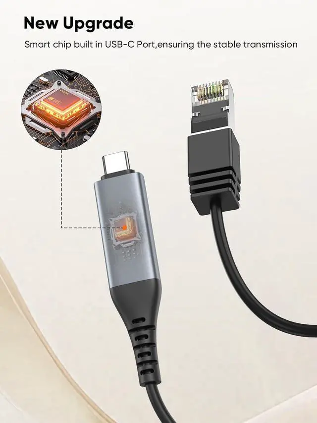 Alt view image 4 of 7 - CableCreation USB C to Ethernet Cable , USB C to RJ45 Internet LAN Network Cable, Gigabit Directly Connected, Compatible with Thunderbolt 3/4, MacBook Pro, iPhone 16/15, iPad Pro, Dell XPS