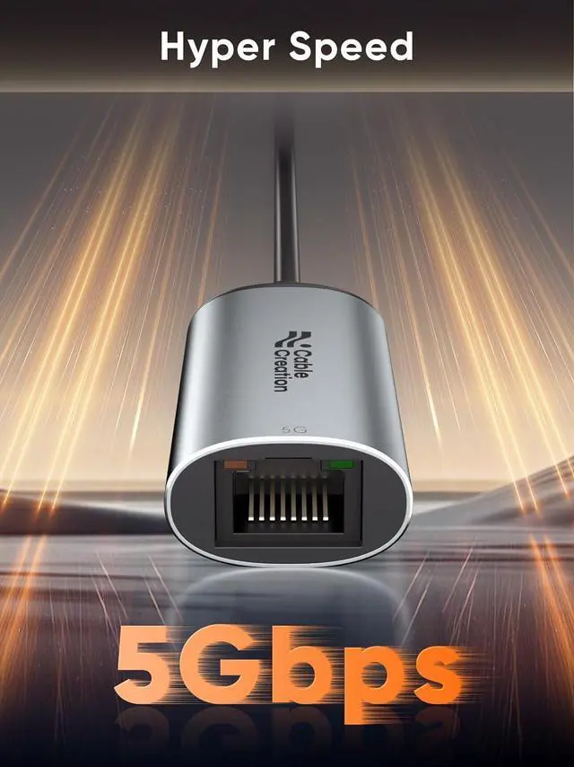 Alt view image 2 of 7 - CableCreation 5Gbps USB C to Ethernet Adapter, 5Gbps Type C to RJ45 Network LAN Internet Adapter Compatible with MacBook, XPS, Thunderbolt 5/4/3, Other USB-C Devices