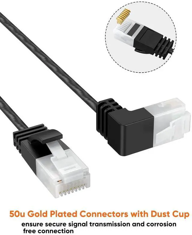 Alt view image 7 of 7 - CableCreation Ultra Slim Cat6a Ethernet Short Cable OD 2.8mm, Down Angle Lan Super Light Cord, High Speed 10G UTP Network Patch Cable, Internet Wire for PC,Router,Modem,Printer,TV Box,PS5; 0.82FT/25cm