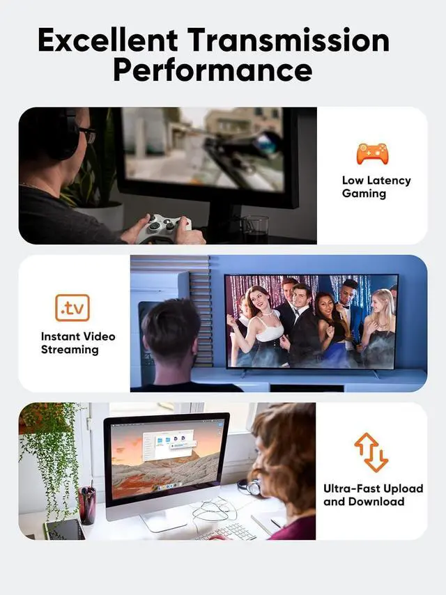 Alt view image 3 of 7 - CableCreation Ultra Slim Cat6a Ethernet Short Cable OD 2.8mm, Left Angle LAN Super Light Cord, High Speed 10G UTP Network Patch Cable, Internet Wire for PC,Router,Modem,Printer,TV Box,PS5