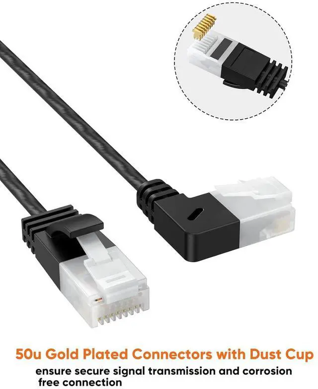 Alt view image 7 of 7 - CableCreation Ultra Slim Cat6a Ethernet Short Cable OD 2.8mm, Left Angle LAN Super Light Cord, High Speed 10G UTP Network Patch Cable, Internet Wire for PC,Router,Modem,Printer,TV Box,PS5