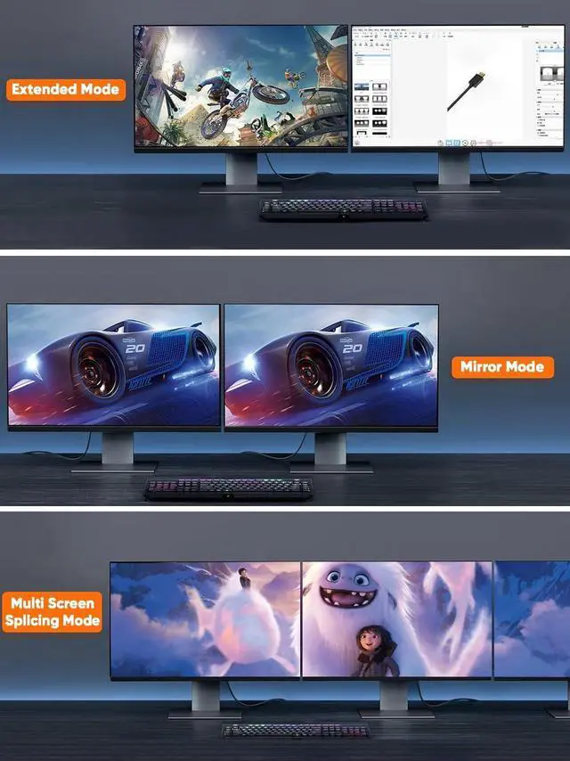 Alt view image 4 of 7 - CableCreation DisplayPort 2.1/80Gbps Cable 1.2m/4ft, DP 2.1 Cable Support 16K@60Hz 8K@240Hz 4K@240Hz,PVC Display Port Cable Cord Compatible FreeSync G-Sync and HDR for Gaming Monitor