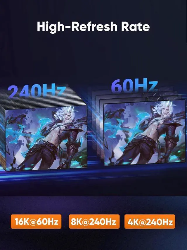 Alt view image 5 of 6 - CableCreation DisplayPort 2.1/40Gbps Cable 2m/6.6ft, DP 2.1 Cable Support 8K@240Hz 4K@240Hz,PVC Display Port Cable Cord Compatible FreeSync G-Sync and HDR for Gaming Monitor,PC,RX 7900