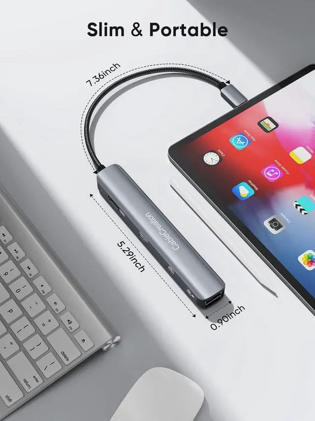 Alt view image 7 of 7 - CableCreation 6-in-1 USB-C Hub/Multiport Adapter with 4K 60HZ HDMI, USB C Data Port, 1Gbps Ethernet, 100W Power Delivery, 2 USB 3.0 Port, for MacBook Pro Air M1, iPad Pro Air 2022-2018, XPS