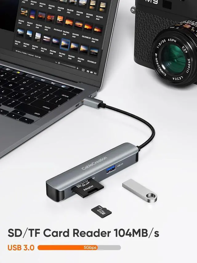 Alt view image 4 of 7 - USB C Hub, CableCreation 5-in-1 Multiport iPad Pro Adapter with HDMI 4K, 2 USB 3.0, SD/Micro SD Card Reader for MacBook Pro/Air, iPad Pro, Surface Pro, XPS, and More