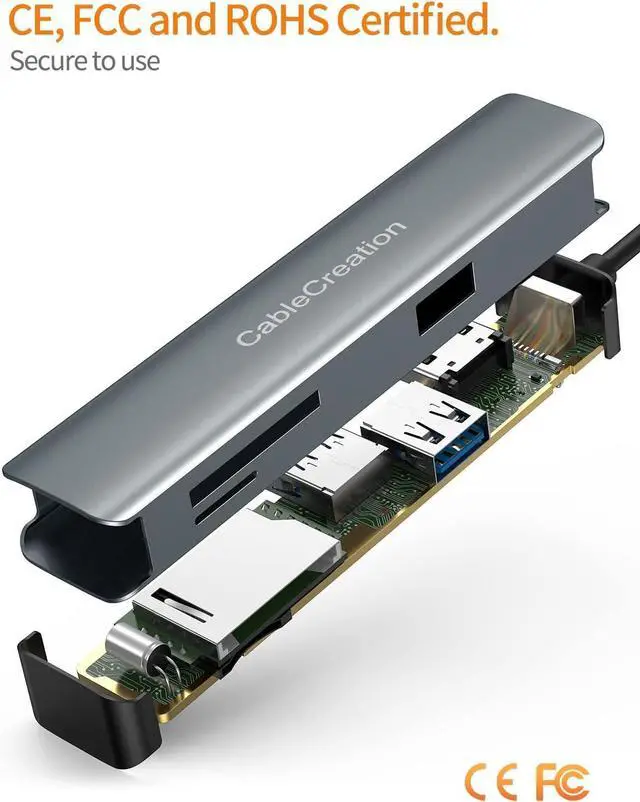 Alt view image 5 of 7 - USB C Hub, CableCreation 5-in-1 Multiport iPad Pro Adapter with HDMI 4K, 2 USB 3.0, SD/Micro SD Card Reader for MacBook Pro/Air, iPad Pro, Surface Pro, XPS, and More