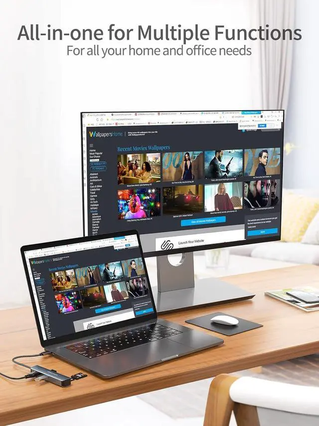 Alt view image 7 of 7 - USB C Hub, CableCreation 5-in-1 Multiport iPad Pro Adapter with HDMI 4K, 2 USB 3.0, SD/Micro SD Card Reader for MacBook Pro/Air, iPad Pro, Surface Pro, XPS, and More