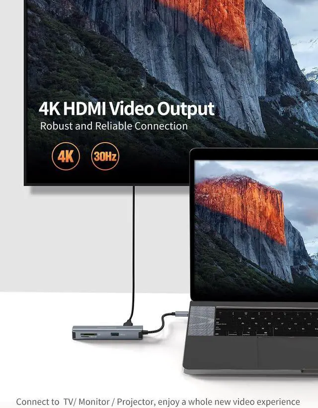 Alt view image 3 of 7 - USB C Hub, CableCreation 5-in-1 Multiport iPad Pro Adapter with HDMI 4K, 2 USB 3.0, SD/Micro SD Card Reader for MacBook Pro/Air, iPad Pro, Surface Pro, XPS, and More