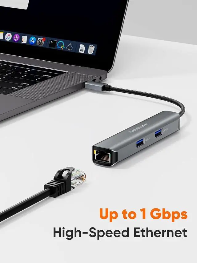 Alt view image 4 of 7 - USB C Hub Multiport Adapter, CableCreation 5-in-1 USB C Adapter Aluminum Shell with 4K HDMI, 1Gbps Ethernet, 3 USB 3.0 Ports for MacBook Pro/Air 2020/2019, iPad Pro 2020, Surface Go, XPS