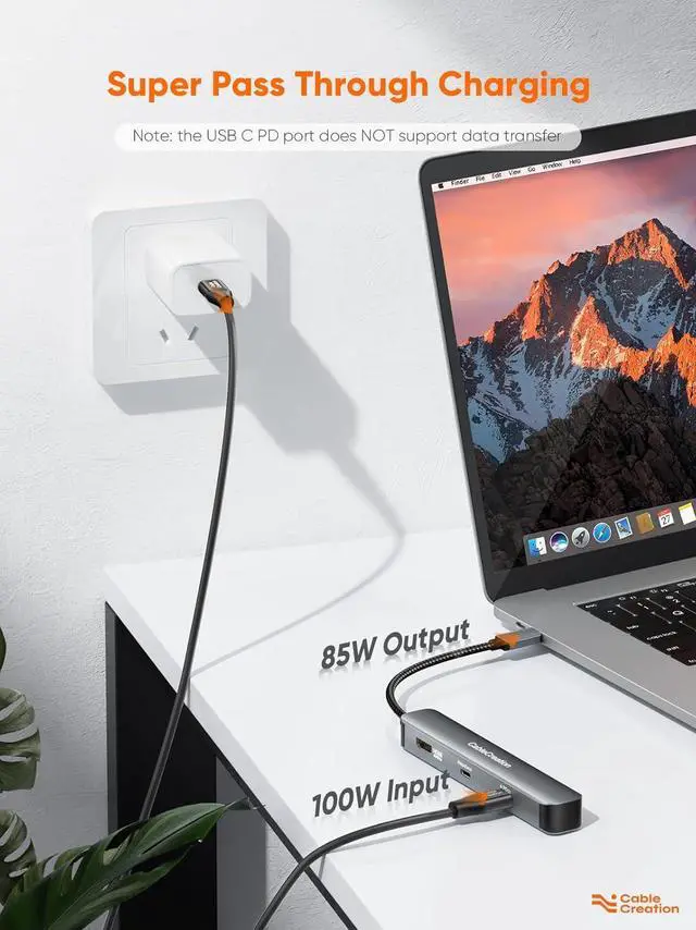 Alt view image 4 of 7 - CableCreation 7-in-1 USB-C Hub with 4K 60Hz HDMI, 100W PD, 2 USB 3.0 5Gbps Data Ports, SD/TF Card Slots for Steam Deck, MacBook Pro/Air, iPad Pro, Pixelbook, XPS