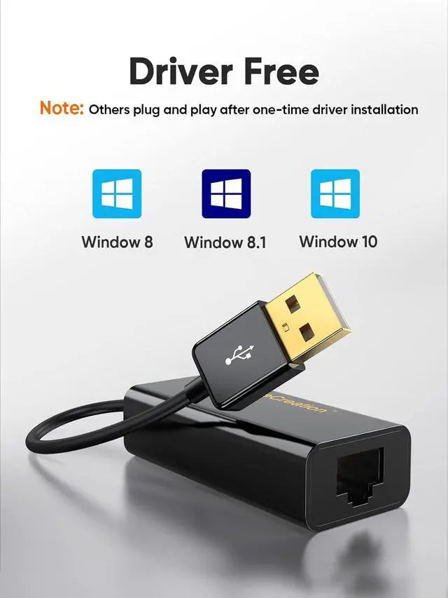 Alt view image 6 of 7 - CableCreation USB to Network Adapter, USB 2.0 to 10/100 RJ45 Ethernet LAN Cable Compatible with Windows 10/8.8/8/ 7, macOS X, Black