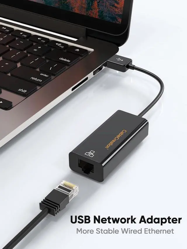 Alt view image 3 of 7 - CableCreation USB to Network Adapter, USB 2.0 to 10/100 RJ45 Ethernet LAN Cable Compatible with Windows 10/8.8/8/ 7, macOS X, Black