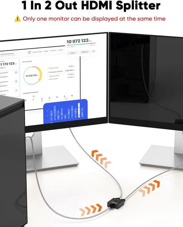 Alt view image 3 of 7 - CableCreation HDMI Splitter 2 in 1 Out, 4K@60Hz HDMI Switch, Metal Case Bidirectional HDMI Switcher, HDMI Switch Box Compatible with PS5/4, Xbox, Roku, TV, Fire Stick, Blue-Ray Player etc