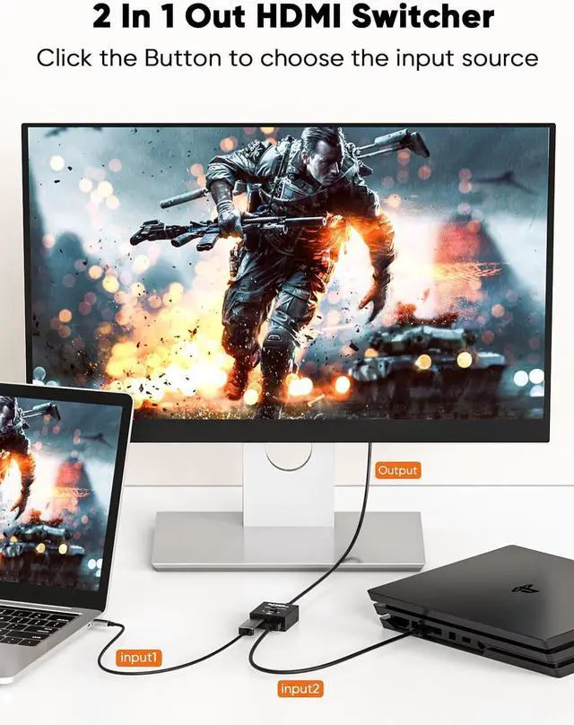 Alt view image 2 of 7 - CableCreation HDMI Splitter 2 in 1 Out, 4K@60Hz HDMI Switch, Metal Case Bidirectional HDMI Switcher, HDMI Switch Box Compatible with PS5/4, Xbox, Roku, TV, Fire Stick, Blue-Ray Player etc