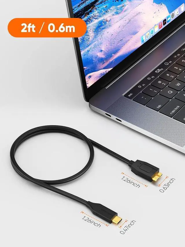 Alt view image 3 of 7 - CableCreation 3.3FT USB C to Micro B Cable,10Gbps Speed External Hard Drive Braided,USB 3.1 Type C to Micro B Work for iPhone 15 Series,Seagate WD Westgate My Passport,MacBook Pro,iPad/Tablet,