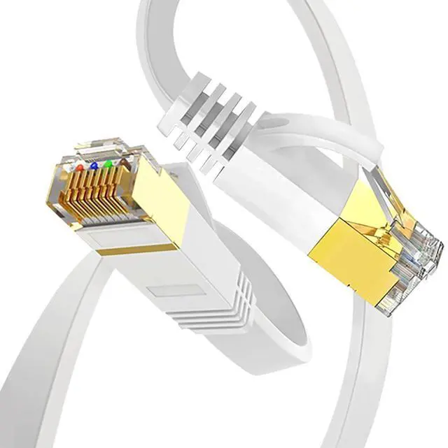 Alt view image 2 of 6 - Torpedo Nova Cat6 Flat Ethernet Cable, 32AWG Pure Bare Copper Wire, Slim Internet Network Cable, Gold Plated RJ45 Connector,  White Patch Cable for LAN/PC/Modem