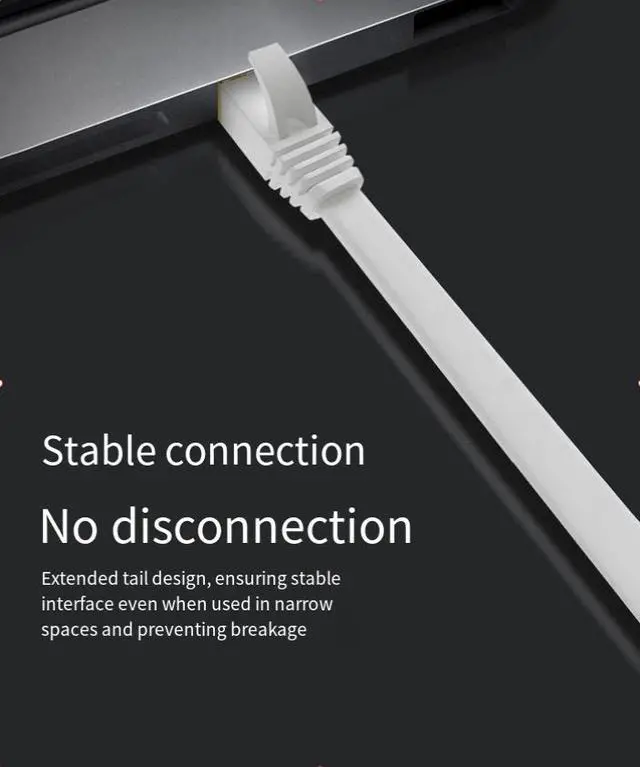 Alt view image 3 of 6 - Torpedo Nova Cat6 Flat Ethernet Cable, 32AWG Pure Bare Copper Wire, Slim Internet Network Cable, Gold Plated RJ45 Connector,  White Patch Cable for LAN/PC/Modem