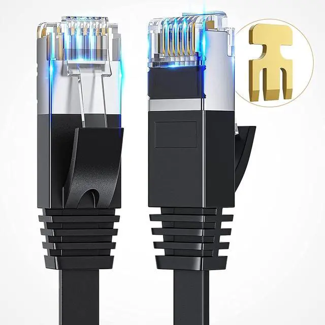 Alt view image 4 of 7 - Cat 6 Ethernet Cable, 2Flat High Speed Internet & Network Cable, RJ45 Connectors,Professional LAN Cable,Shielded for Indoor & Outdoor Use