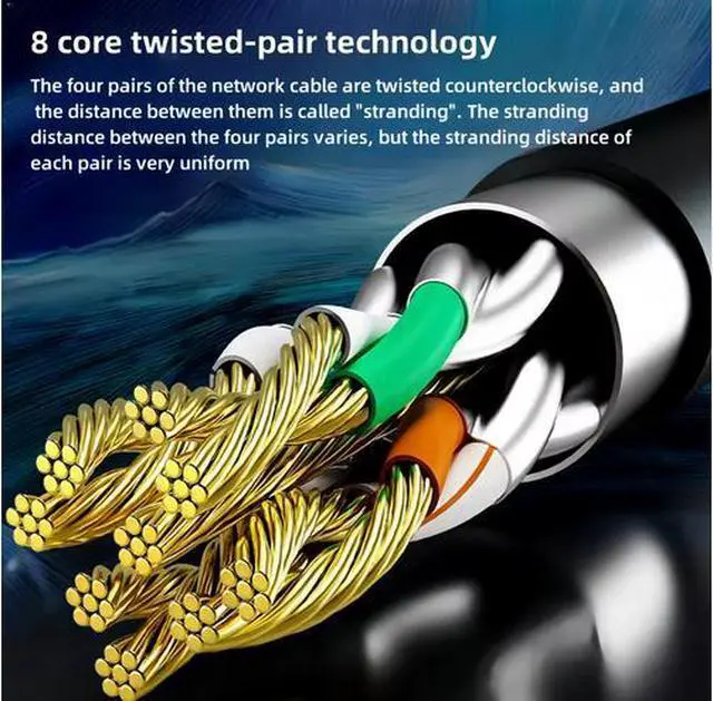 Alt view image 5 of 6 - Cat8 Ethernet Cable Outdoor&Indoor High Speed 2000Mhz RJ45 Weatherproof SFTP UV Resistant for Router Modem PC Gaming PS5 Xbox