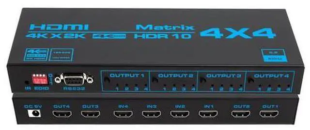 Alt view image 6 of 7 - Torpedo Nova 4x4 HDMI Matrix Switch Splitter, True 4K@60Hz 4:4:4, HDCP 2.2 Compliant, IR Remote & Manual Control, for Home Theater & Professional AV System