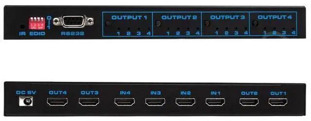 Alt view image 7 of 7 - Torpedo Nova 4x4 HDMI Matrix Switch Splitter, True 4K@60Hz 4:4:4, HDCP 2.2 Compliant, IR Remote & Manual Control, for Home Theater & Professional AV System