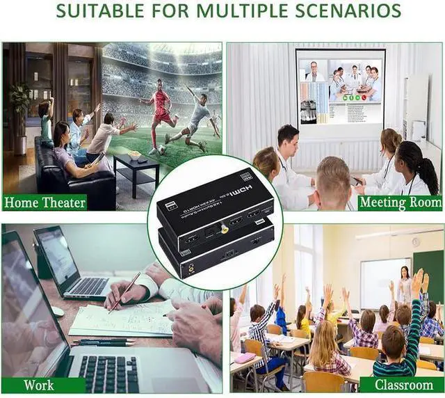 Alt view image 7 of 7 - Torpedo Nova 1x2 HDMI Splitter with Audio Extractor, 4K@60Hz HDR, HDCP 2.2, 1 in 2 Out Supports 3.5mm Jack, Optical & Coaxial Audio Output for Dual Monitors & Home Theater