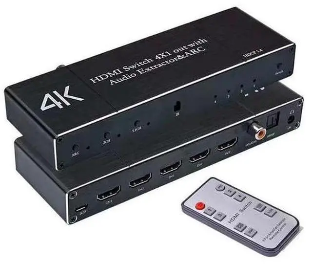 Main image of Torpedo Nova 4x1 HDMI Switch with Audio Extractor, 4K@60Hz HDR, ARC, Optical & RCA Output, HDCP 2.2, Standalone Audio Mode for Home Theater & Audio System
