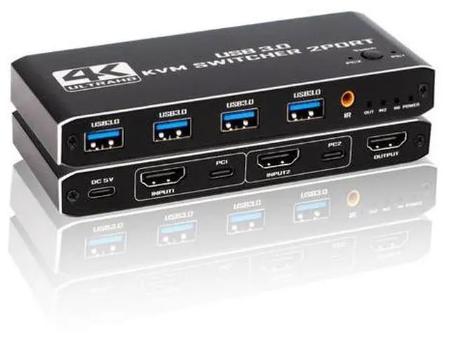 Main image of Torpedo Nova 2-Port USB 3.0 KVM Switch 2-Computer Sharing, 4K@60Hz HDMI 2.0, IR Remote Control, for Dual PC Workstation, Gaming & Office