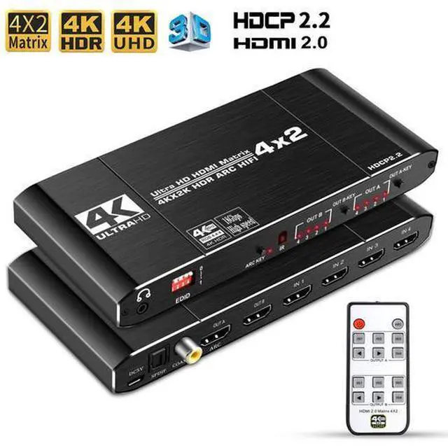Main image of Torpedo Nova  4x2 HDMI Matrix Switch with Audio Extractor & ARC, 4K@60Hz 4:4:4, HDCP 2.2, HDR10+, Independent Zone Control for Advanced Home Theater