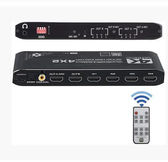 Alt view image 3 of 7 - Torpedo Nova  4x2 HDMI Matrix Switch with Audio Extractor & ARC, 4K@60Hz 4:4:4, HDCP 2.2, HDR10+, Independent Zone Control for Advanced Home Theater