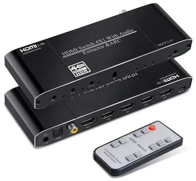 Alt view image 6 of 6 - Torpedo Nova 4x1 HDMI Switch with Audio Extractor & ARC, 4K@60Hz HDR, HDCP 2.2, Optical/Coaxial/3.5mm Output