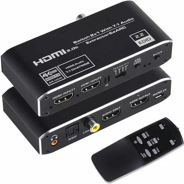 Main image of Torpedo Nova HDMI 2.0b 2x1 Switch with Audio Extractor & eARC, 4K@60Hz HDR, 7.1 Dolby Atmos Support