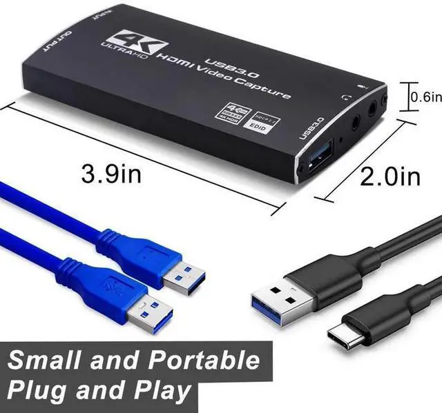 Alt view image 2 of 7 - Torpedo Nova 4K HDMI to USB 3.0 Video Capture Card, Live Stream Game Recorder with Mic/Audio Input, 4K30HZ UVC/UAC Plug & Play