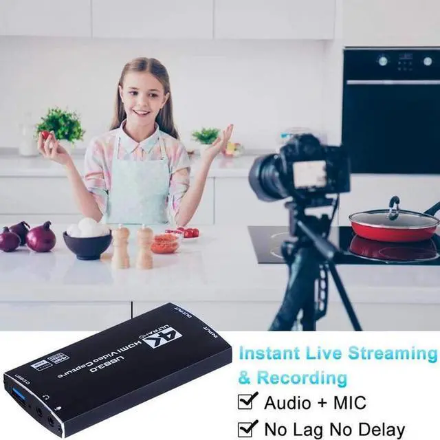 Alt view image 7 of 7 - Torpedo Nova 4K HDMI to USB 3.0 Video Capture Card, Live Stream Game Recorder with Mic/Audio Input, 4K30HZ UVC/UAC Plug & Play