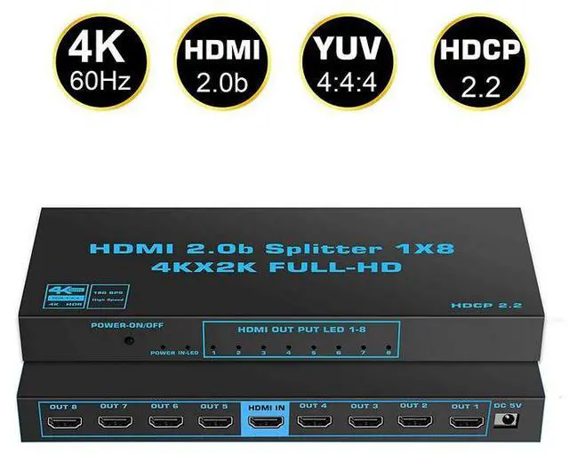 Main image of Torpedo Nova HDMI 2.0 1x8 Splitter with Scaler & Dolby Atmos, 4K@60Hz, HDCP 2.3, 30m Extended Transmission