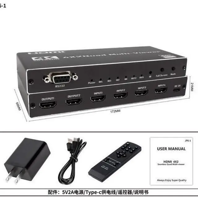 Alt view image 4 of 4 - Torpedo Nova HDMI 1.4 6x2 Video Splitter, 4K@30Hz Seamless Switching, Aluminum Housing, Remote Control