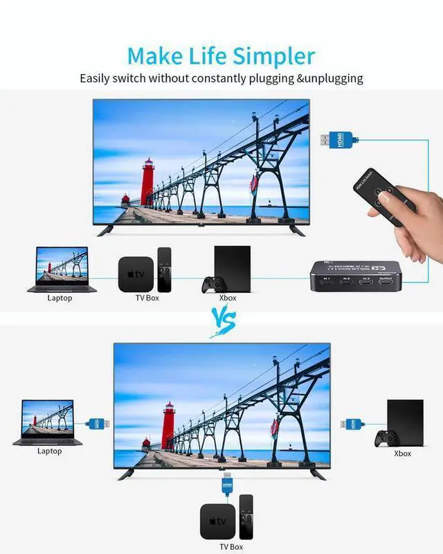 Alt view image 5 of 7 - Torpedo Nova HDMI 2.0 3x1 Switch, 4K@60Hz HDR, Aluminum Housing, Dolby Atmos Support, Remote Control