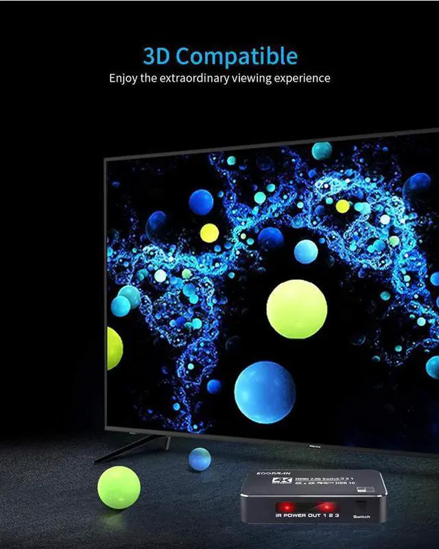 Alt view image 6 of 7 - Torpedo Nova HDMI 2.0 3x1 Switch, 4K@60Hz HDR, Aluminum Housing, Dolby Atmos Support, Remote Control