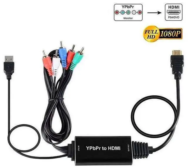 Alt view image 6 of 6 - YPbPr to HDMI Converter with Optical/Coaxial Audio, 1080P@60Hz, 2m Cable, HD Audio Support