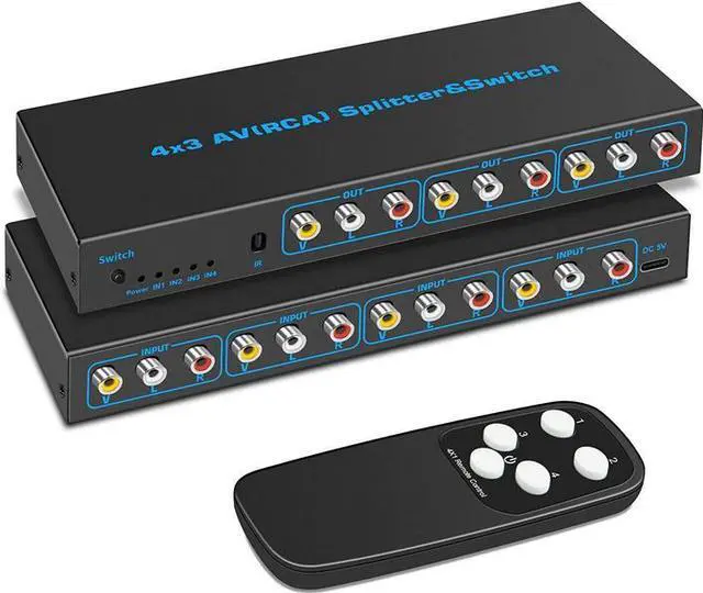 Main image of Torpedo Nova RCA AV Switch 4x3, Composite Video & Stereo Audio Selector, Metal Housing, Remote Control